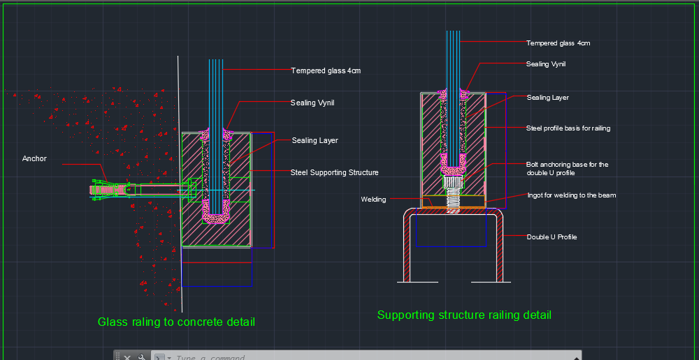 Glass Railing CAD Details