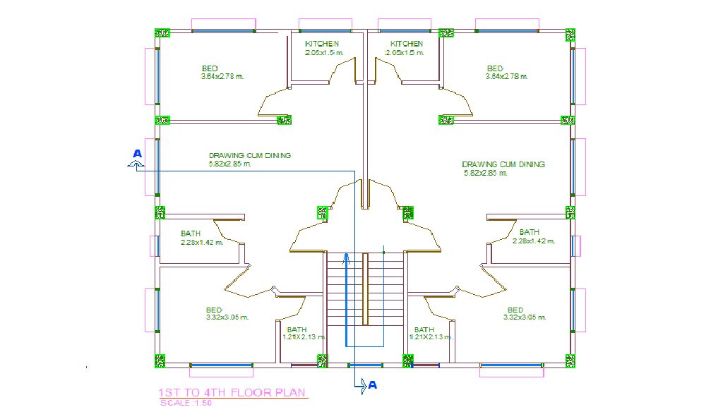 Five Storied Residential Building Plan CAD Files DWG 