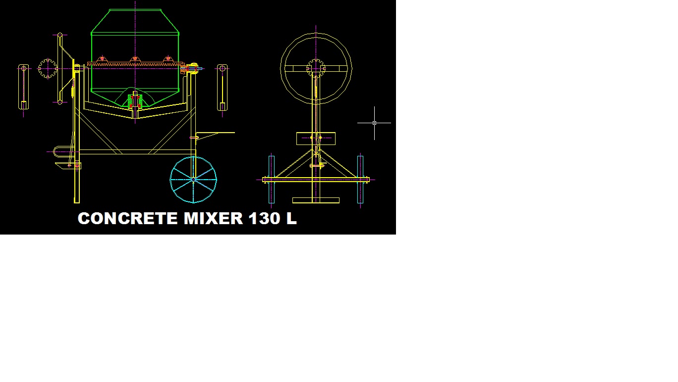 CONCRETE MIXER 130 LTS CAD DRAWING - CAD Files, DWG files, Plans and