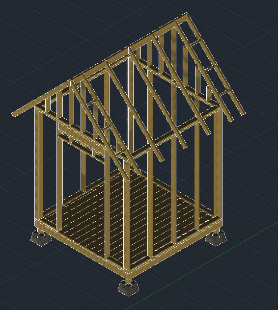 Shed 8' x 8' with 45 degree roof - CAD Files, DWG files 