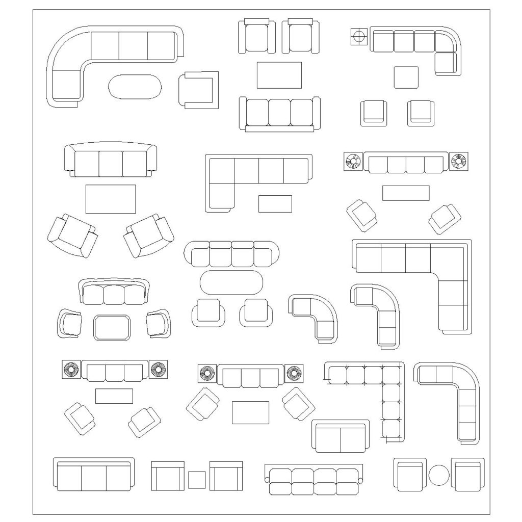 Sofa Cad Blocks – in plan - CAD DWG Plans Details