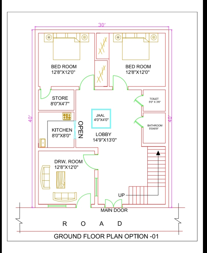 30'X40' home plan - CAD Files, DWG files, Plans and Details