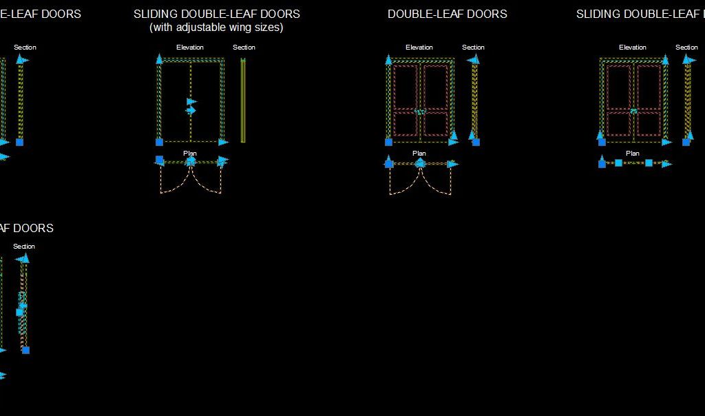 Dynamic Block Double Leaf Doors Detail Cad Files Dwg Files Plans And Details