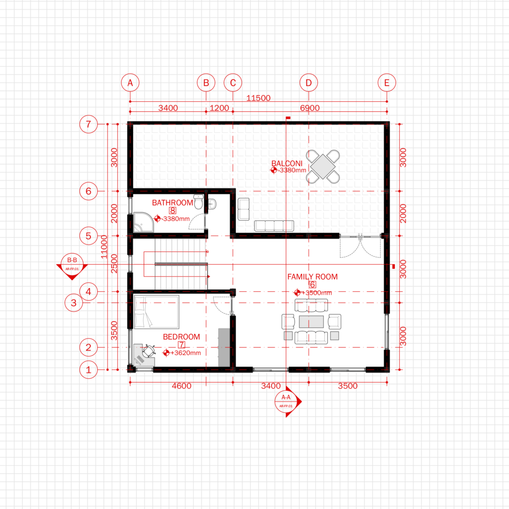 Simple Modern House 1 Architecture Plan with floor plan, metric units
