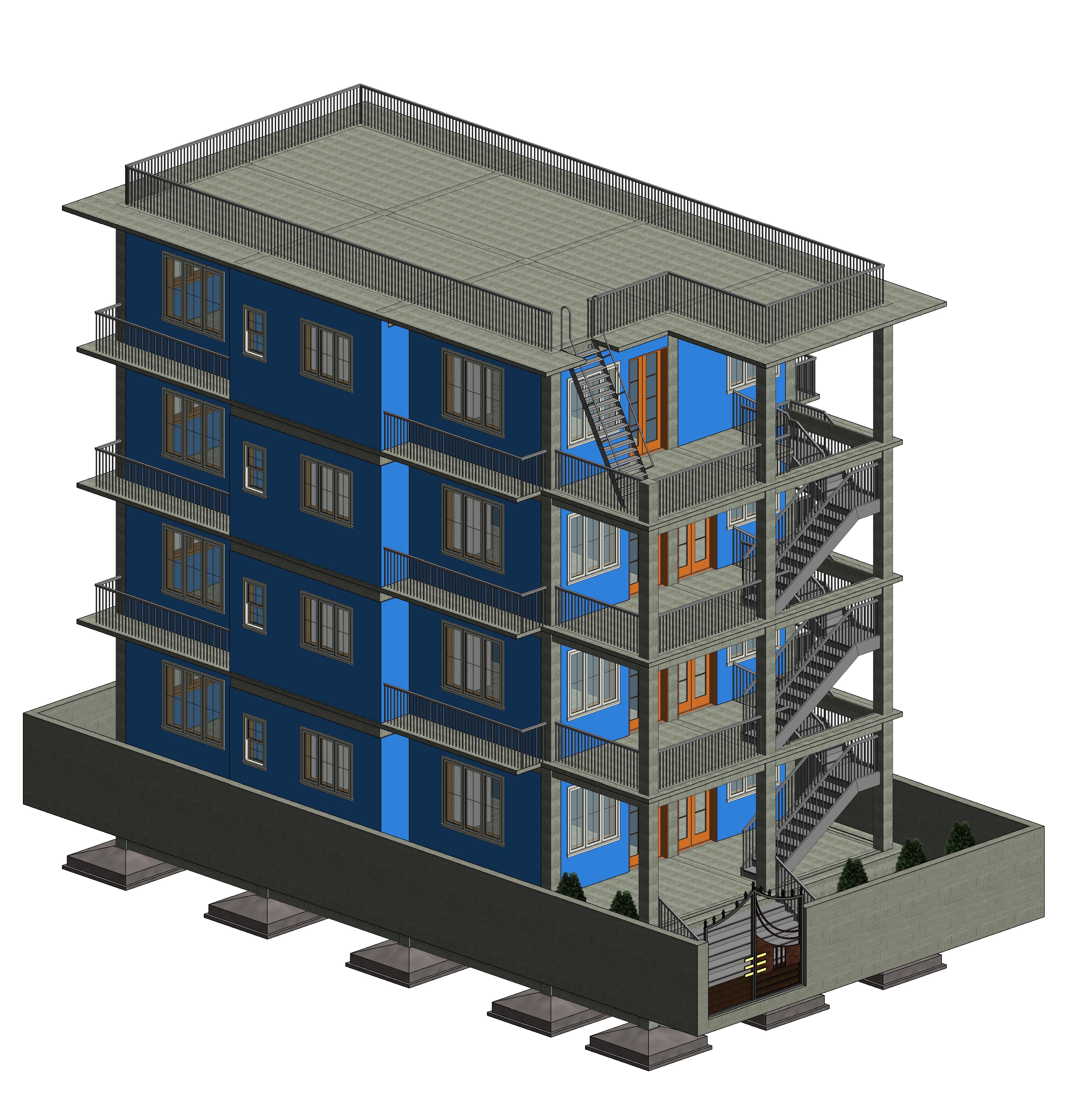 7 Storey Apartment Building Sectional Elevation Design Autocad File ...
