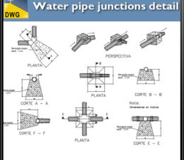 Water pipe junctions CAD Details