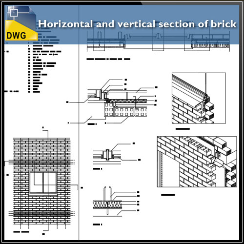 【CAD Details】Horizontal and vertical section of brick CAD