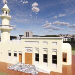Mosque (Masjid) with concrete Minaret in Revit 3D model