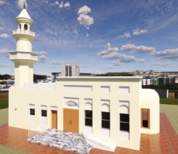 Mosque (Masjid) with concrete Minaret in Revit 3D model